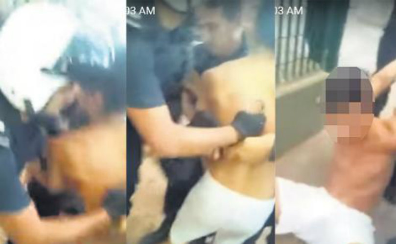 La secuencia de la detención violenta fue filmada por los responsables de un comedor. 