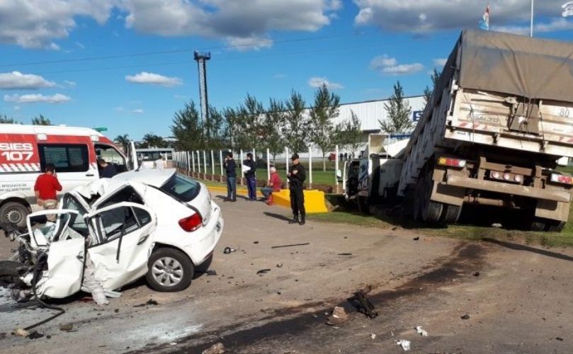 La escena del choque sobre la ruta 16