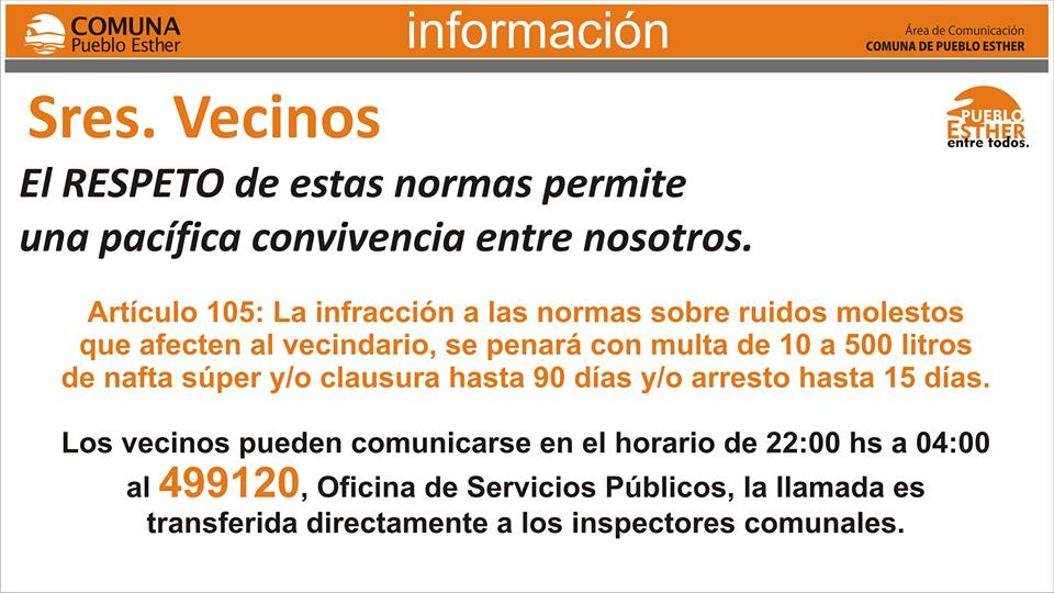 Los ruidos molestos un verdadero dolor de cabeza para la comunidad de P. Esther