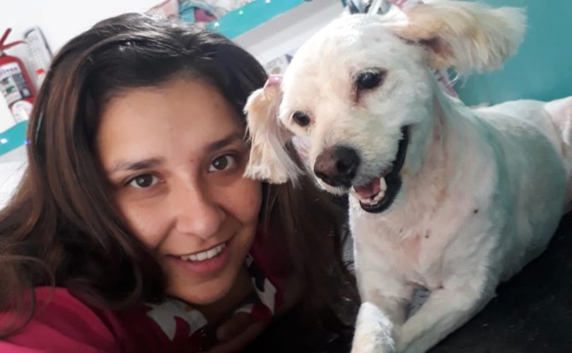 Sofia con su pasion en el nuevo local